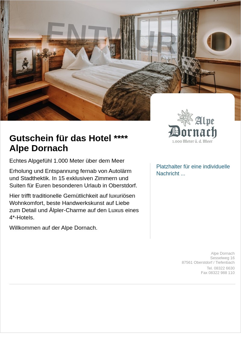 Gutscheinvorlage: Wertgutschein Hotel - Motiv 3
