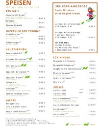 Speisekarte Alpe Oberstdorf