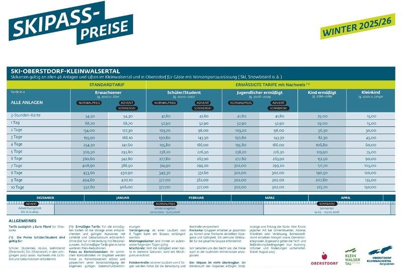 offizielle Preisliste - Stand 10.2025