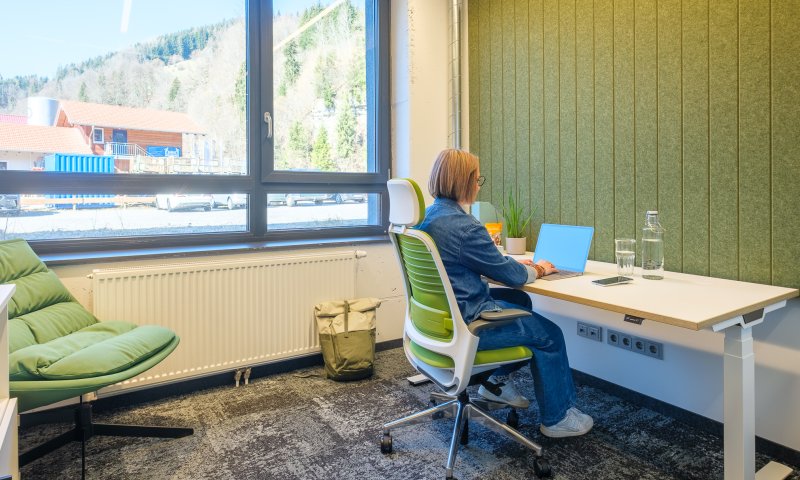 So sieht Dein idealer Freelancer-Arbeitsplatz im Alpine Hub aus: stilvoll, durchdacht und bereit für neue Ideen.