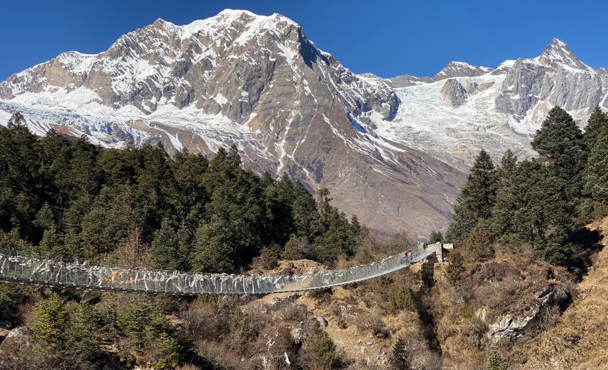 Way to samagaon suspension bridge