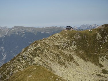 Kellerjochhütte vor dem Stanser Joch