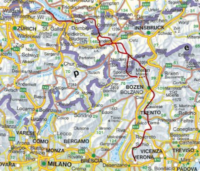 Alpenüberquerung E5 Karte