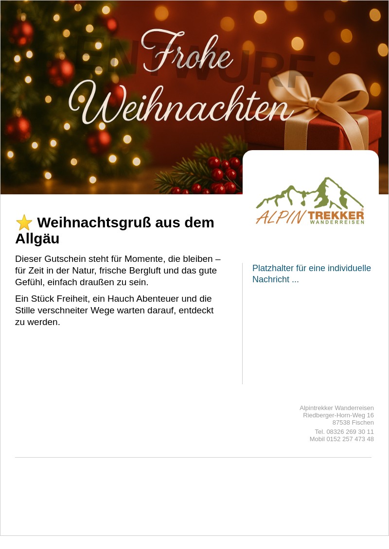 Gutscheinvorlage: Weihnachten