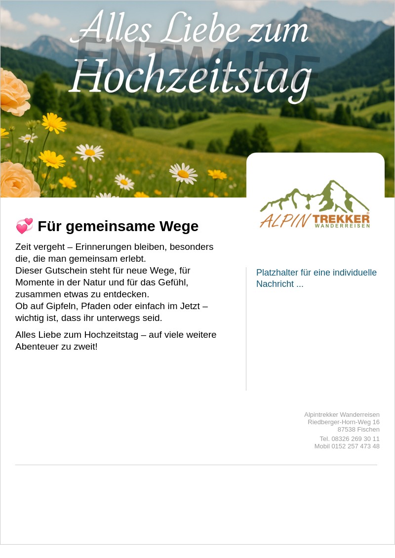 Gutscheinvorlage: Hochzeitstag