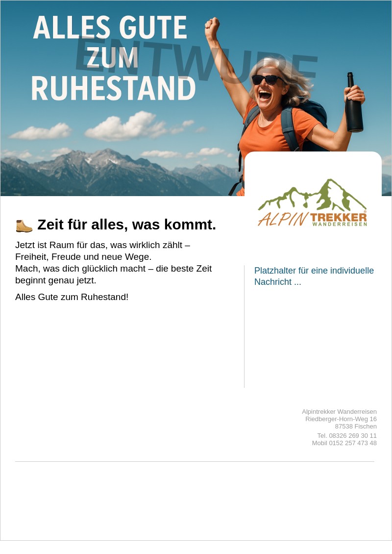 Gutscheinvorlage: Ruhestand Frau