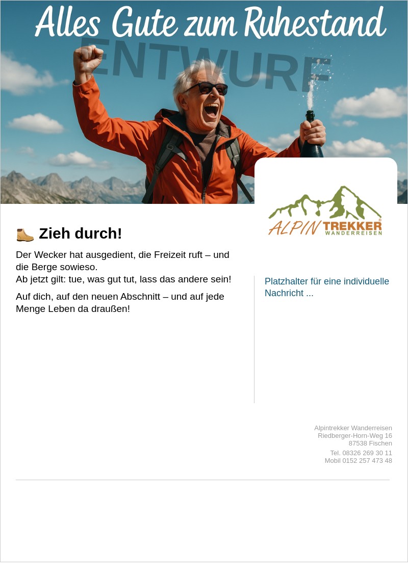 Gutscheinvorlage: Ruhestand Mann