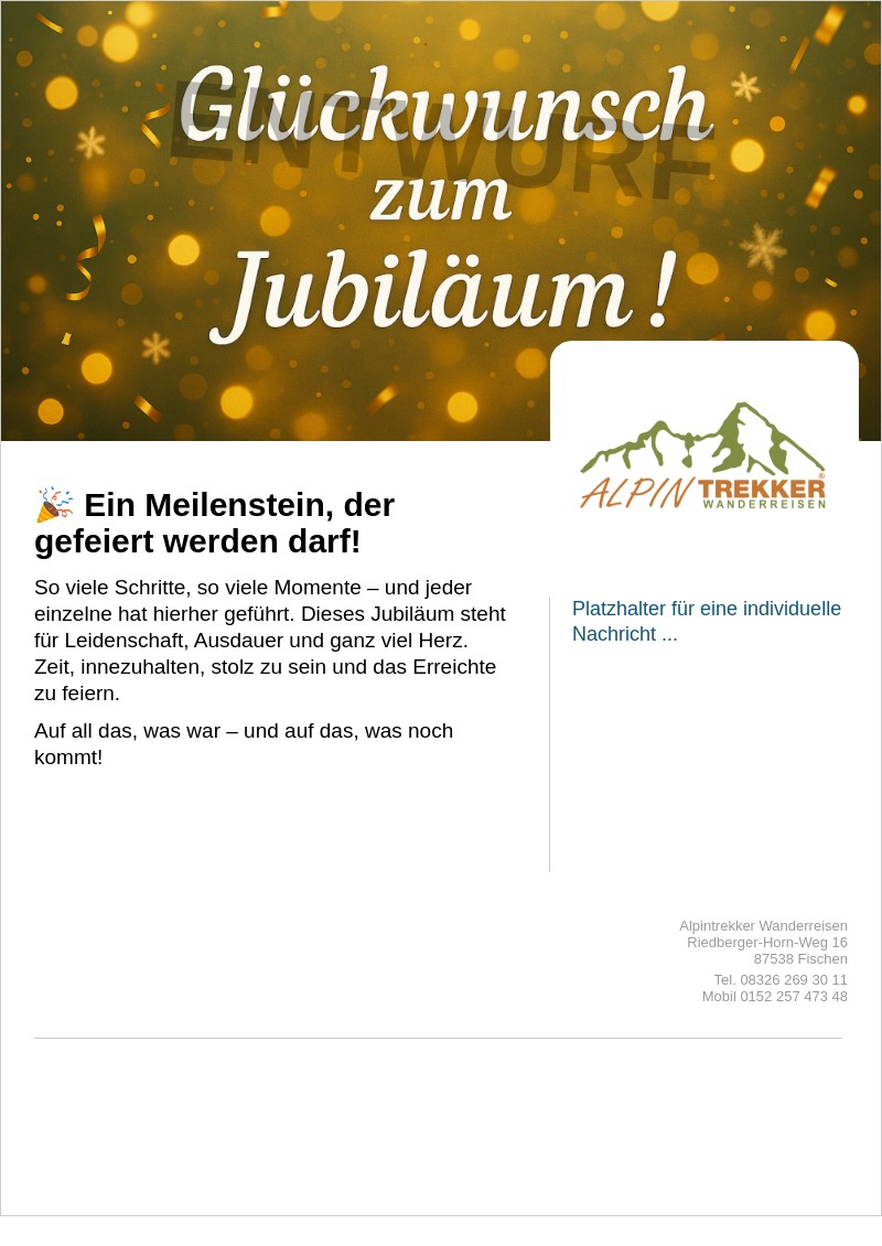 Gutscheinvorlage: Jubiläum