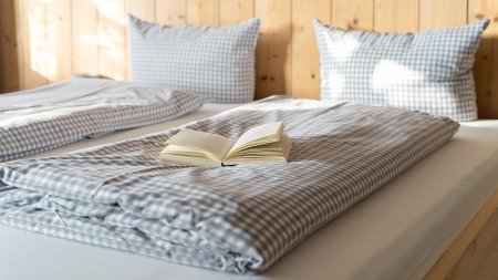 Alps Hostel Bett mit aufgeschlagenem Buch