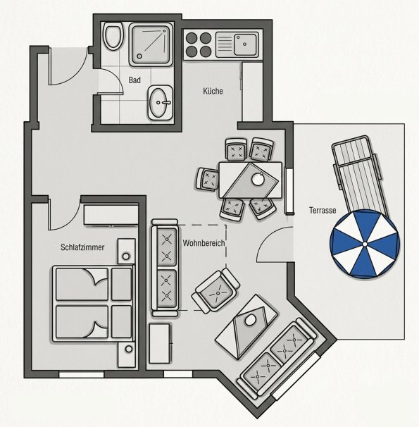 Umrisse Wohnung Nummer 1 Villawilli