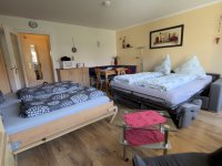 Einraum-Appartement mit Schlafsofa und Schrankbetten