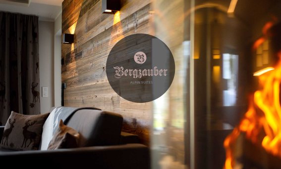 In einem modernen Wohnzimmer mit Holzverkleidung und einem lodernden Kamin erleben die Gäste Entspannung und Komfort.