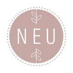 Design eines neuen Logos mit Pflanzenmotiven Ein schlichtes Logo in sanften Farben zeigt das Wort Neu mit dekorativen Blättern. Ideal für frische Produkte.
