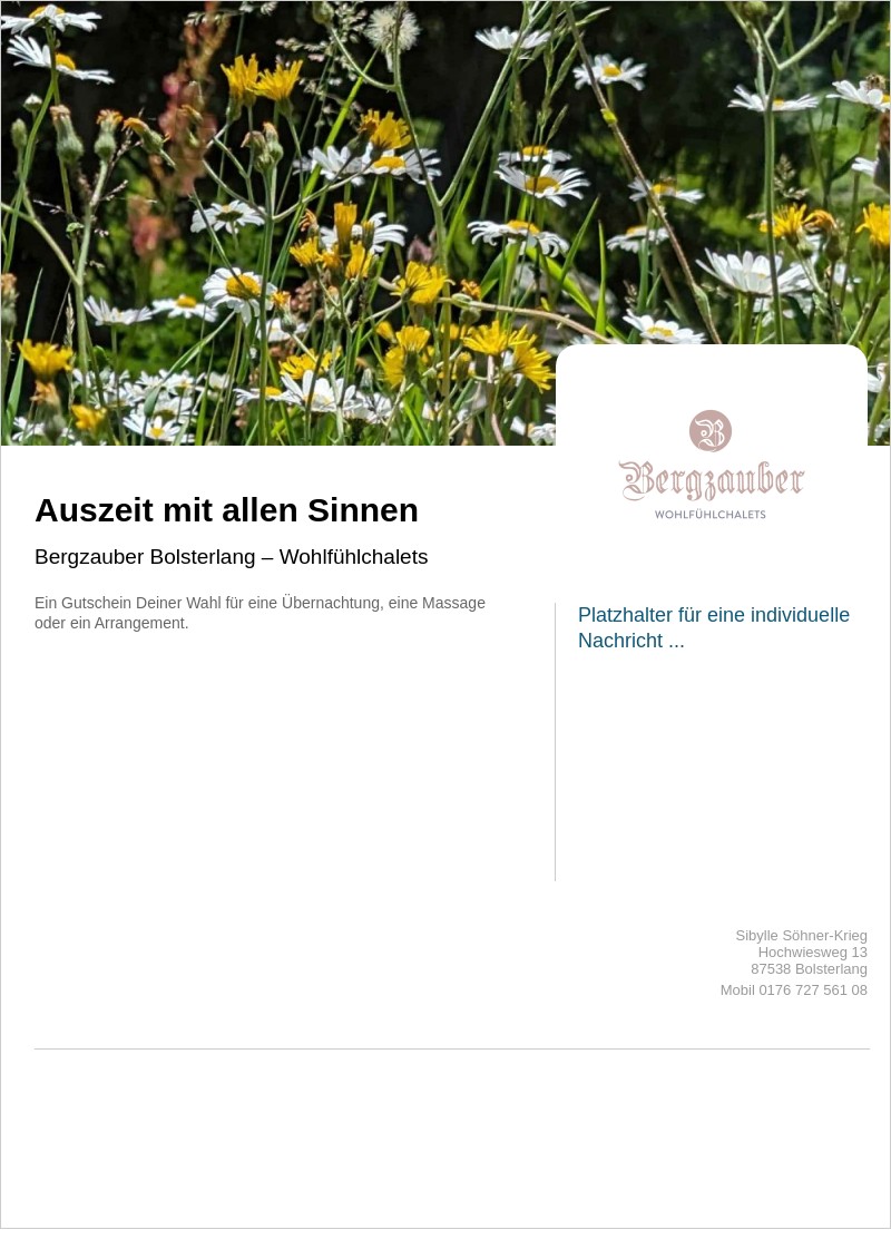 Gutscheinvorlage: AusZeit.Sommerwonne