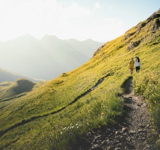 two hiker in the mountain meadows