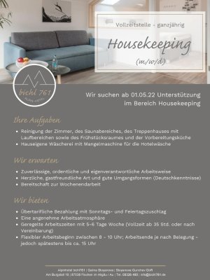 Stellenanzeige - Housekeeping 2022