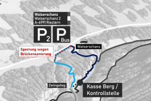 Sperrung hellblaue Route