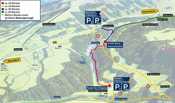 Karte mit Wanderwegen für den Winter