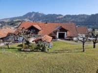Frühling Garten mit Haus