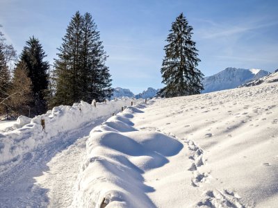 Winterwandern in Oberstdorf nur 5 Minuten vom Hotel entfernt