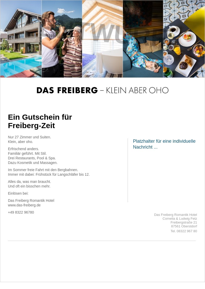 Gutschein-Vorschau Das Freiberg Wertgutschein