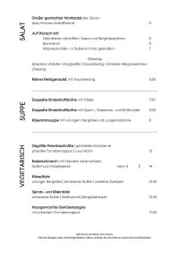 Speisekarte DAS KÜREN