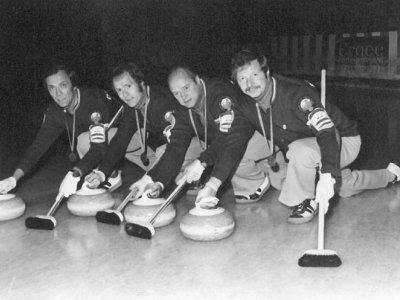 Manfred Räderer und sein Team - die ersten deutschen Medaillengewinner einer Weltmeisterschaft (Bronze, 1972, Garmisch)