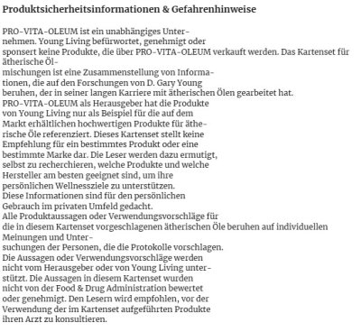 Original Legacy Kartenset Mischöle Produktsicherheitsinformationen