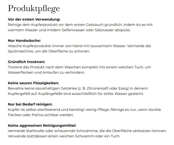 Forrest & Love Produktpflege-Hinweise