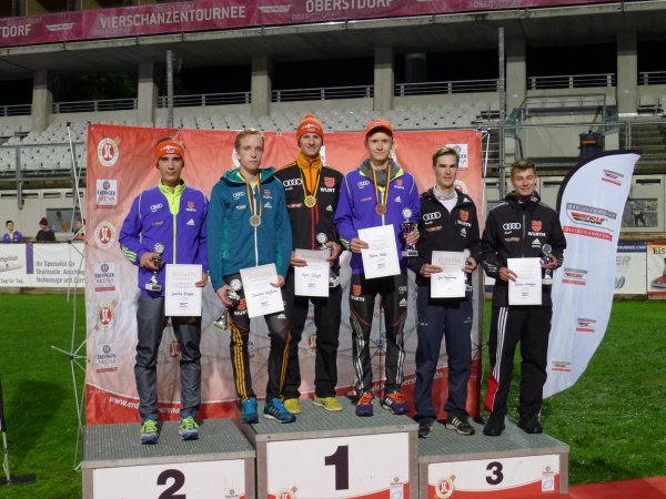 Siegerpodium Skispringen Herren 18.09.2015