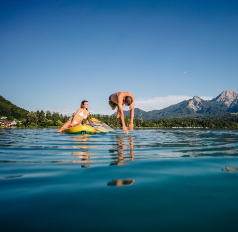 SUP Region Villach Tourism, Lake Faak with stunning mountain scenery