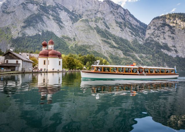 Take a boat from Schönau across Lake Königssee and visit St. Bartholomä or start one of the countless hikes.