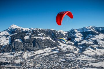 Tandemové létání v zimě v Tyrolsku