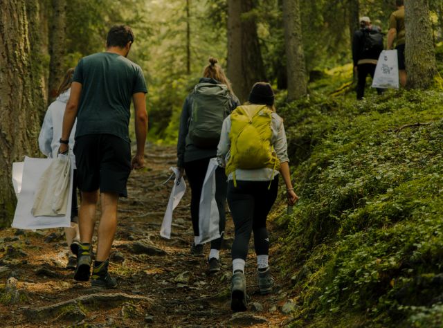 Collecting garbage in the mountains at CleanUp Days - for a clean environment