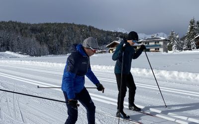 Ersten Bremsversuche in der Loipe