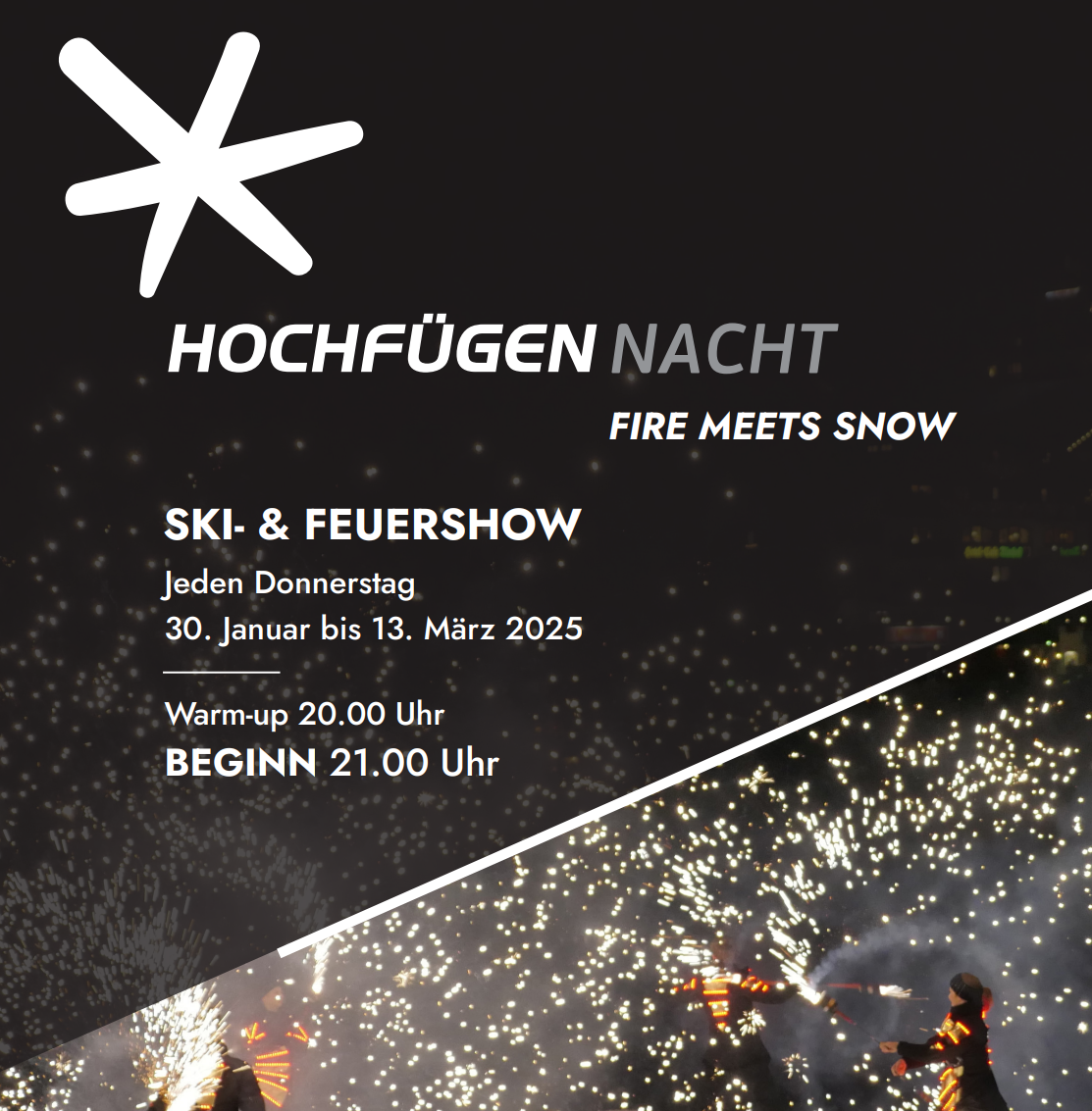 Feuershow Hochfügen Nacht