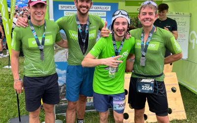 Winner photo of the Explorer Hotels relay team at the Allgäu Triathlon 2025