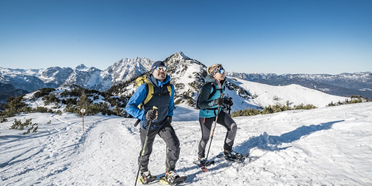 Schönste Aussicht beim Schneeschuhwandern am Jenner.