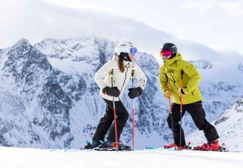 Ski poles aren't just for skiing - they're also great for leaning on while taking a break.