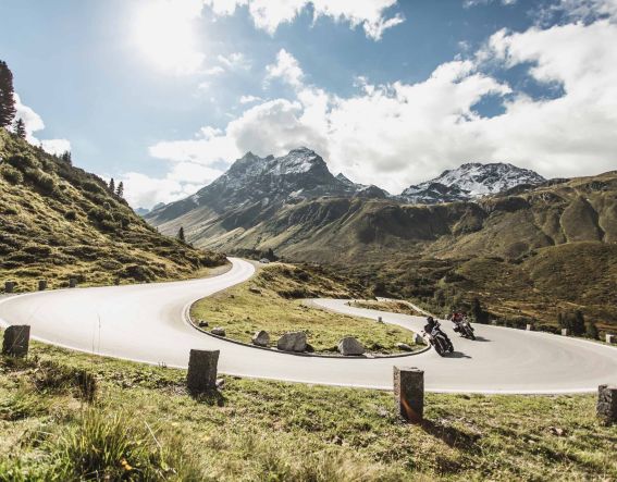 A landscape view of the Silvretta High Alpine Road