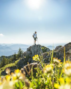 Escursione sotto un sole splendente: il Breitenstein offre una vista mozzafiato sulle Alpi.