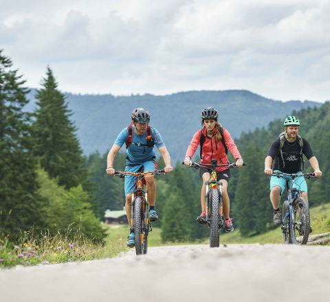 Kolarze górscy wybierają się na wycieczkę do Spitzingsee.