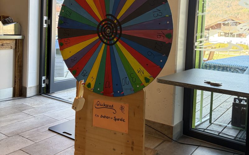 Glücksrad bei dem Marktplatz der Eco Lounge