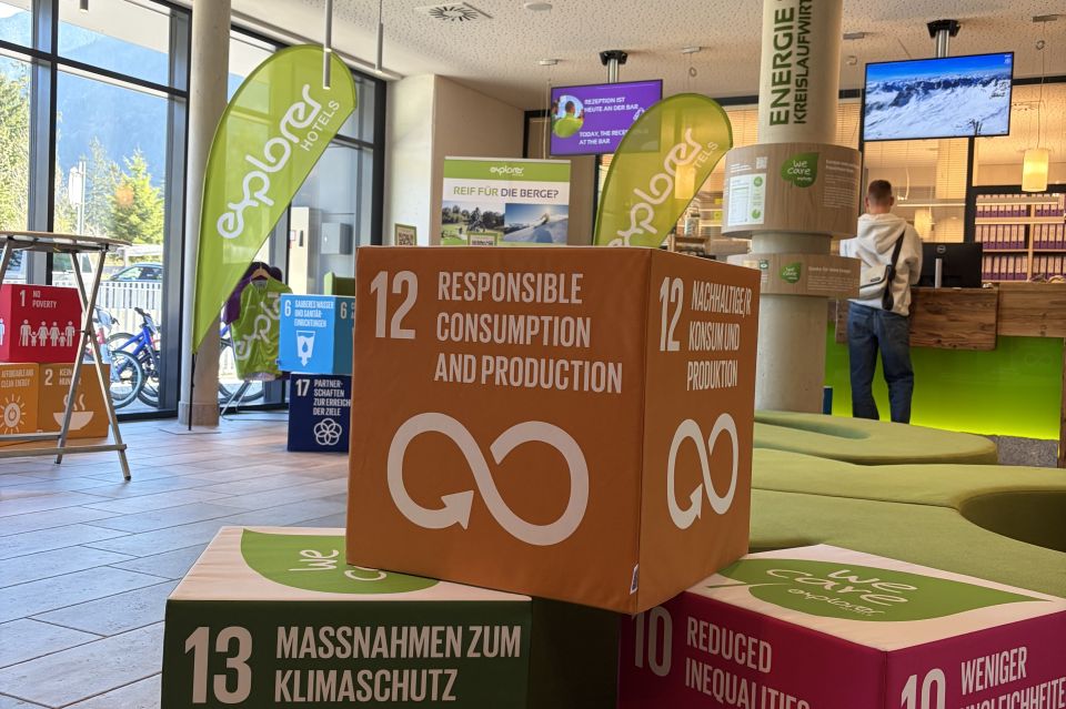 SDG Sustainability Cube at the Explorer Hotel Garmisch