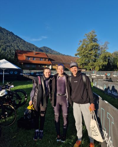 Unser Staffel Team beim Allgäu Triathlon am Morgen bevor der Triathlon beginnt