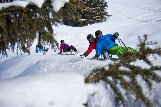 Eine Rodelpartie in der Silvretta Montafon, die ist lustig