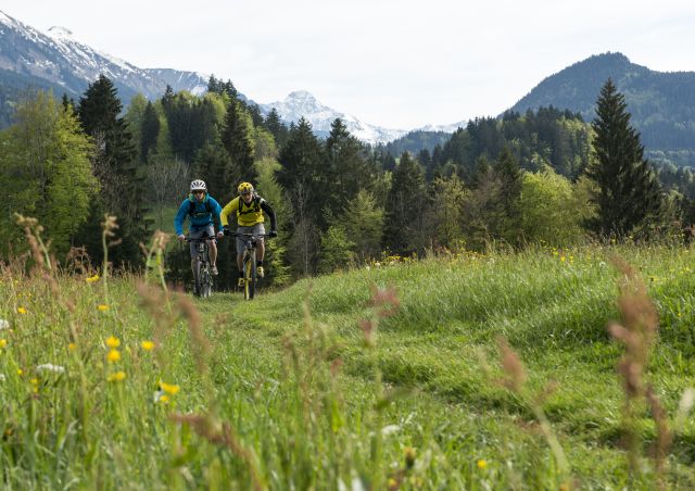 Hegyi kerékpározás az aktív nyaralás során Oberstdorfban Sportosak és aktívak – erről szólnak az Explorer Hotels alpesi felfedezői. Az Allgäui-Alpok legszebb hegyikerékpár-túrái.