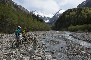 MTB-Tour mit Blick auf die Oberstdorfer Berge