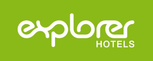 Das Logo der trendigen Explorer Hotels Trendige Design-Budgethotels - das perfekte Basislager für sportliche Alpen-Entdecker.