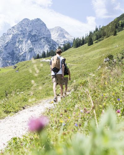 Wanderidylle in den Berchtesgadener Alpen im Sommer
